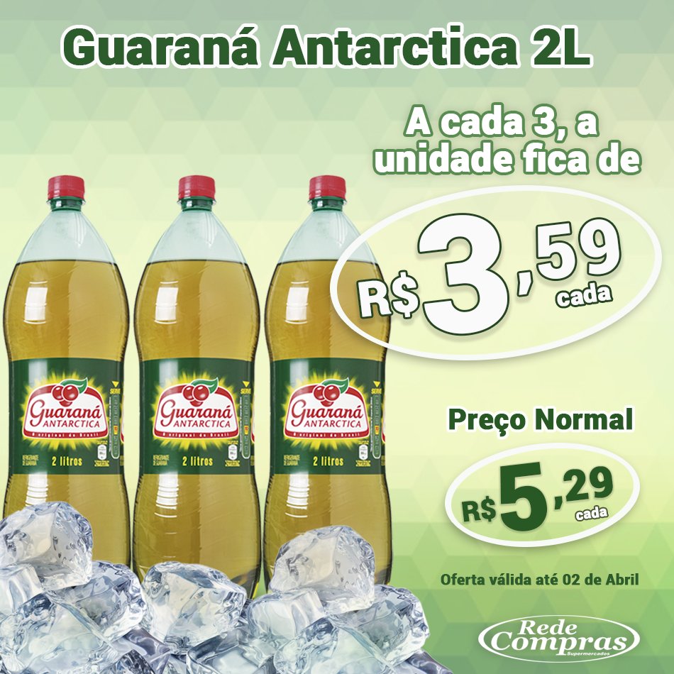 RedeCompras's tweet image. Bom diaaa! Quem combina com qualquer comida, a qualquer hora? O guaraná Antárctica claro! 
#Ofertas #RedeCompras