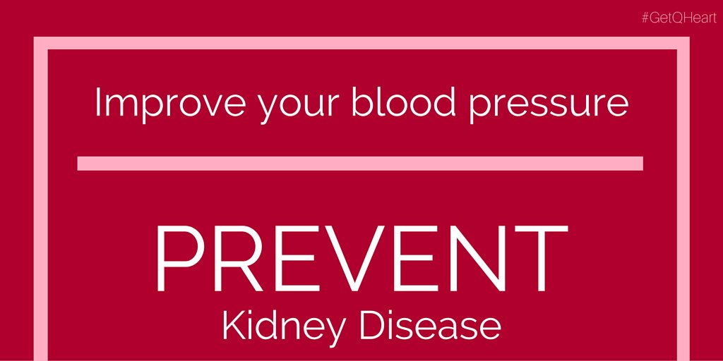 High blood pressure can lead to kidney disease. Download Q Heart: apple.co/1M3u2bT #KidneyMonth #GetQHeart
