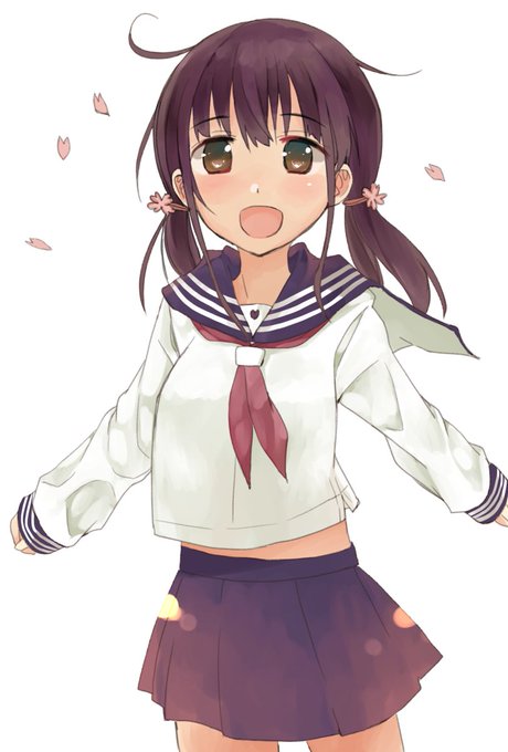 桜が満開になったのでおさげセーラーを描きました 