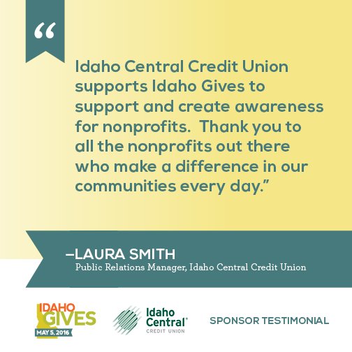 IdahoGives's tweet photo. Thank you @Idaho_Central  for your continued, generous support for #IdahoGives! https://t.co/v3BeiLx3iA