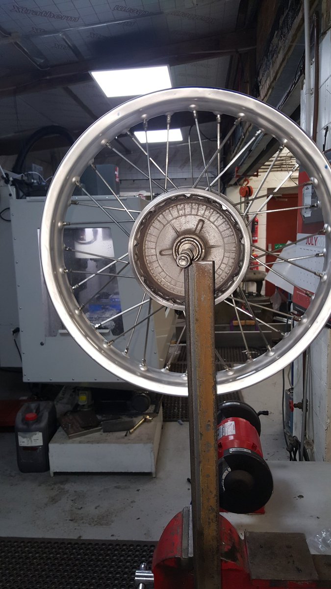 ride4monies's tweet photo. MZ wheel respoked with stainless spokes. It actually wasn't as difficult as I thought it would be :) https://t.co/5MMcorUo4X