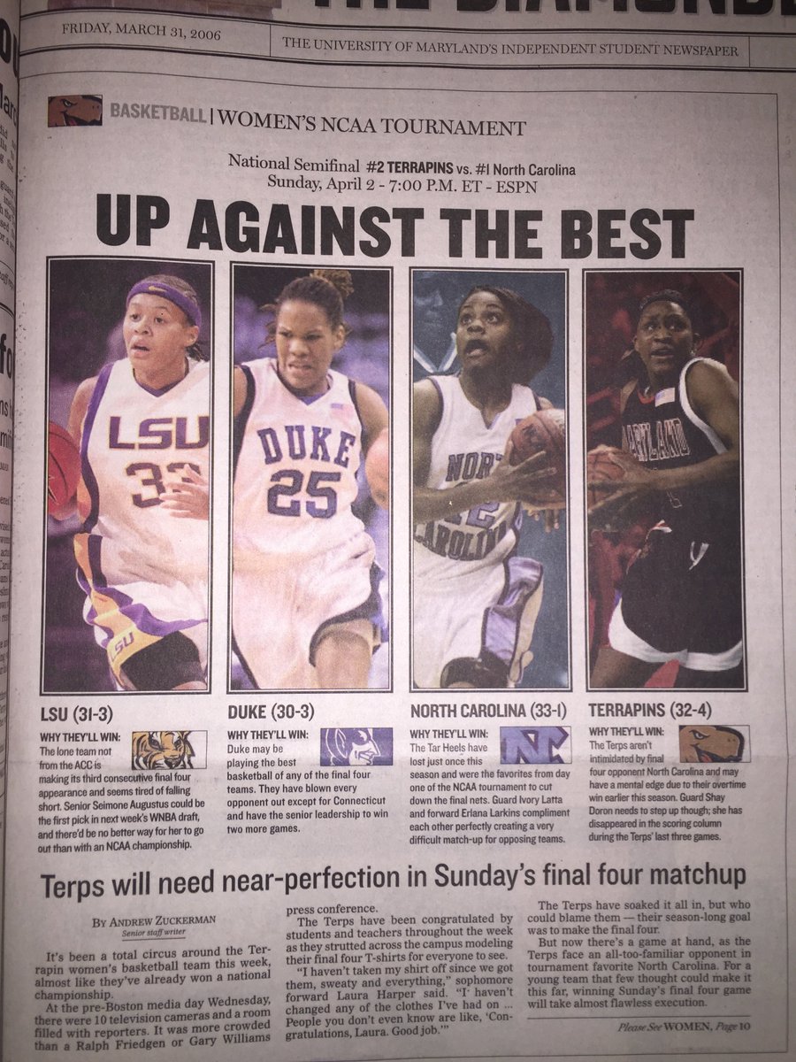 thedbk's tweet photo. #DBthrowbacK to March 31, 2006: #Terps women's basketball sizes up Final Four foes en route to first championship https://t.co/eE1UYg2wWM