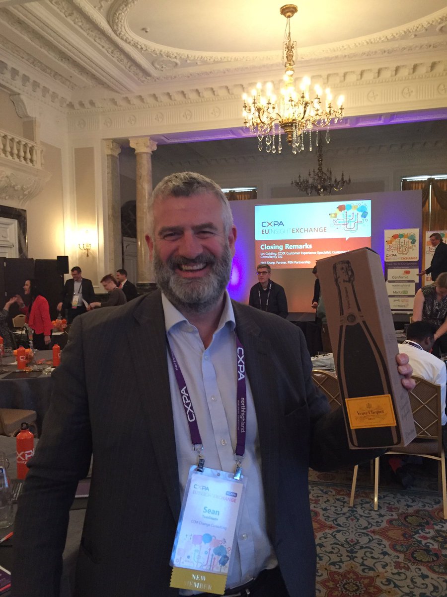 Sean_CCM's tweet photo. TY @confirmit great day at the #cxpa eu insight exchange event made better by the champagne #371coins https://t.co/luvMcm3e6X