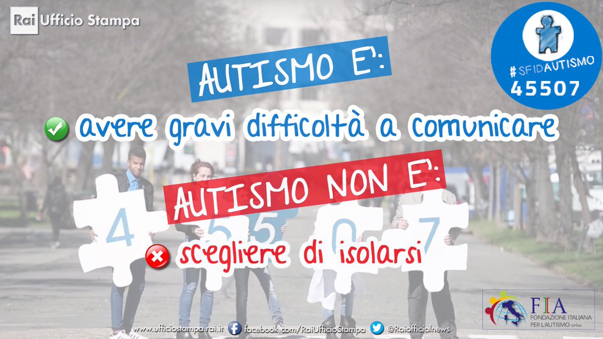 Raiofficialnews's tweet photo. "Autismo non è scegliere di isolarsi" #sfidAutismo 
2 aprile: IX Giornata Mondiale della Consapevolezza sull'Autismo https://t.co/2HQwaPiQfy