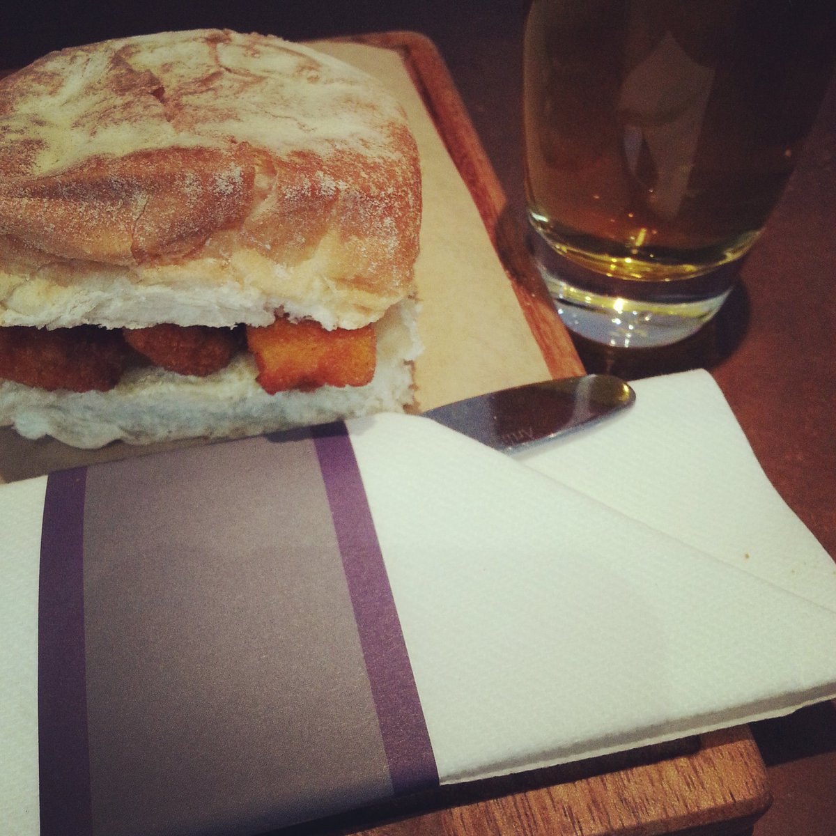 duncanwilkinson's tweet photo. A beer and a fish finger sandwich. #preflightchecks https://t.co/2wjjrMjuGh