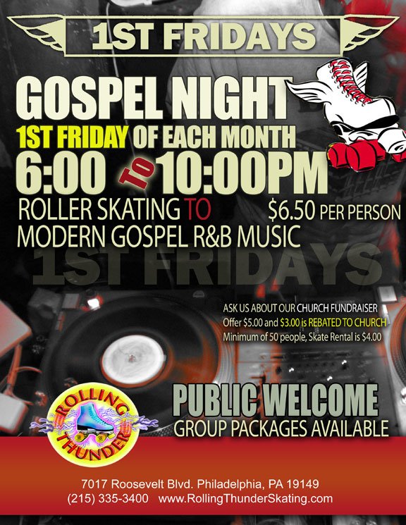 RT_SKATING's tweet photo. Big events happen on the 1st! Tomorrow is our #Gospel night skate from 6-10pm! $6.50 admission for everyone https://t.co/I5Nw8kfe8H