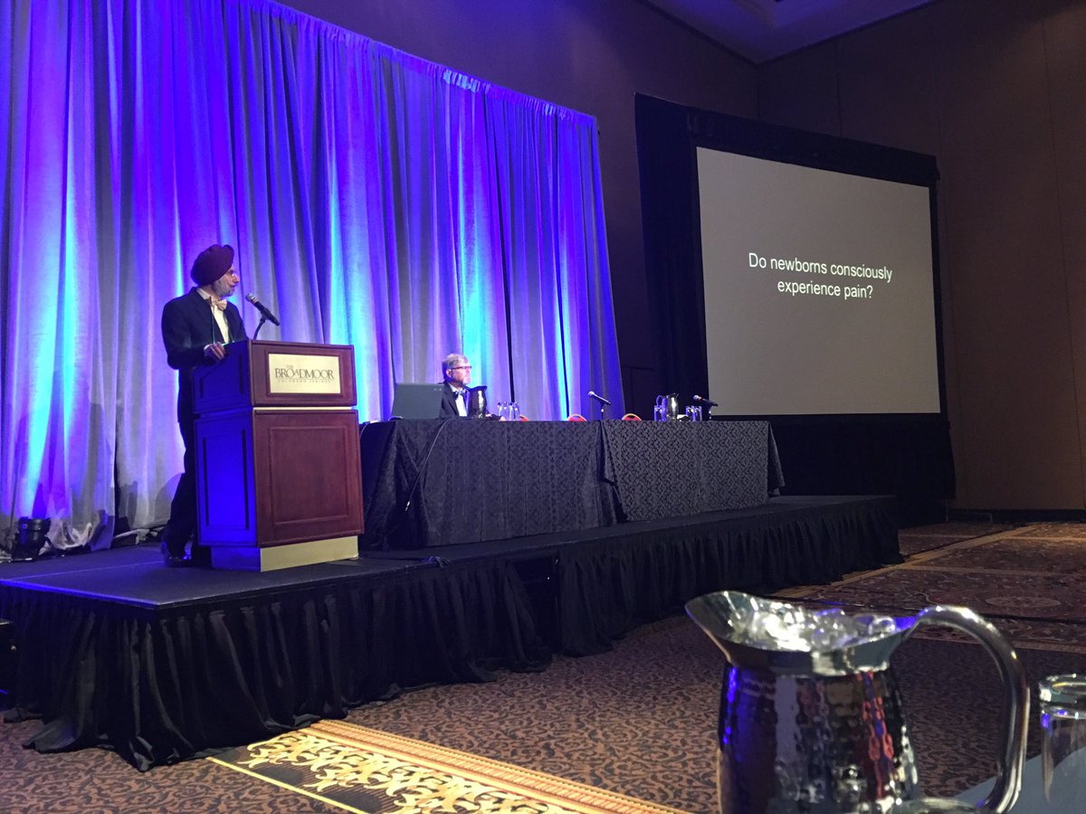 DrSeanBarnes's tweet image. Do #newborns consciously experience #pain? Yes. Sunny Anand #SPPMCOS2016