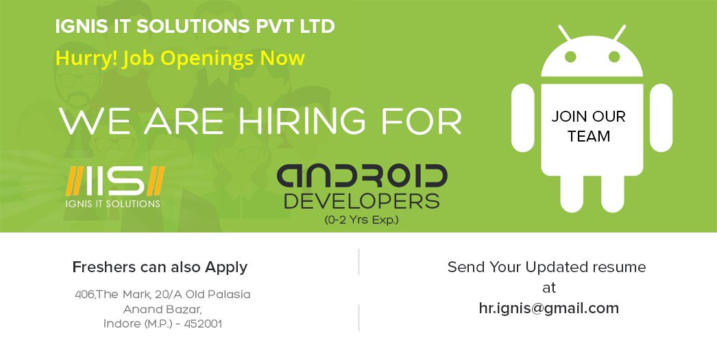 IgnisITSolution's tweet image. Urgent Openings for Android Developer. Fresher&apos;s can also apply visit our website:- ignisitsolutions.com  #indore