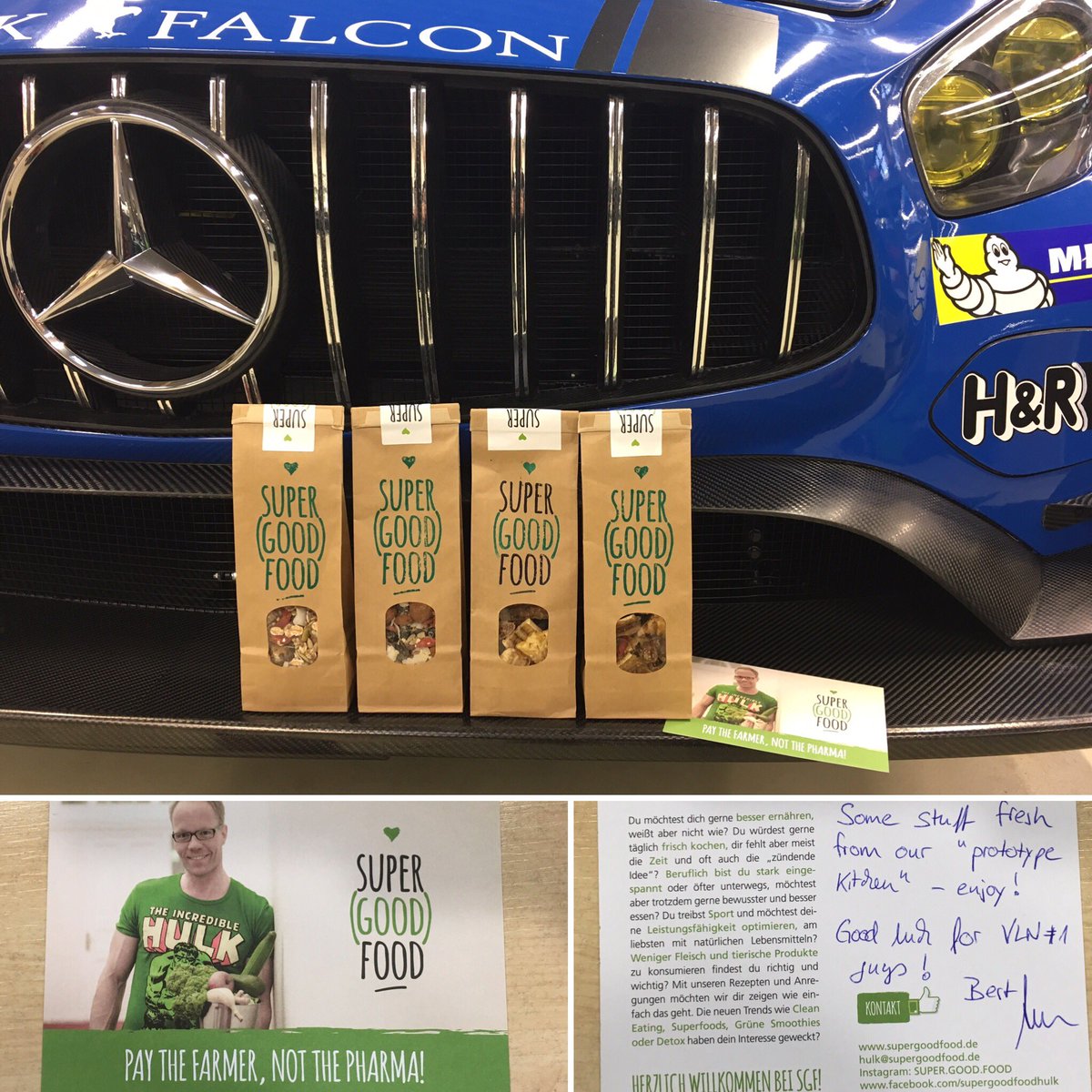 AdamChristo's tweet photo. Got my fuel all ready for the weekend. Thank you Super Good Food.

#AMG #AMGGT3 #24hAMG #VLN #GT3 #SuperGoodFood https://t.co/eofdcPo5F5