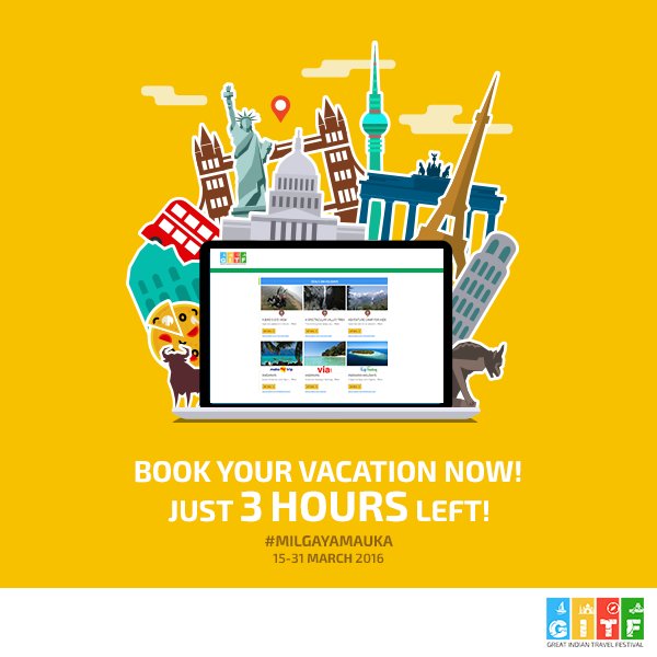 GITF_India's tweet photo. Let us help you find the best stay &amp; flight deals to your dream destination! https://t.co/tHDMQgZHio #MilGayaMauka https://t.co/iLtcjK5KN9