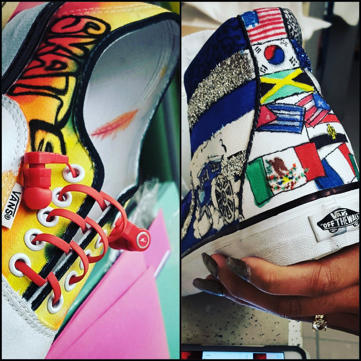SteelHighArt's tweet photo. Coming up on the finish line of our #vanscustomculture shoe designs! #vans #arted #arteducation @VANS_66 #RollerArt https://t.co/26ZGBksItK