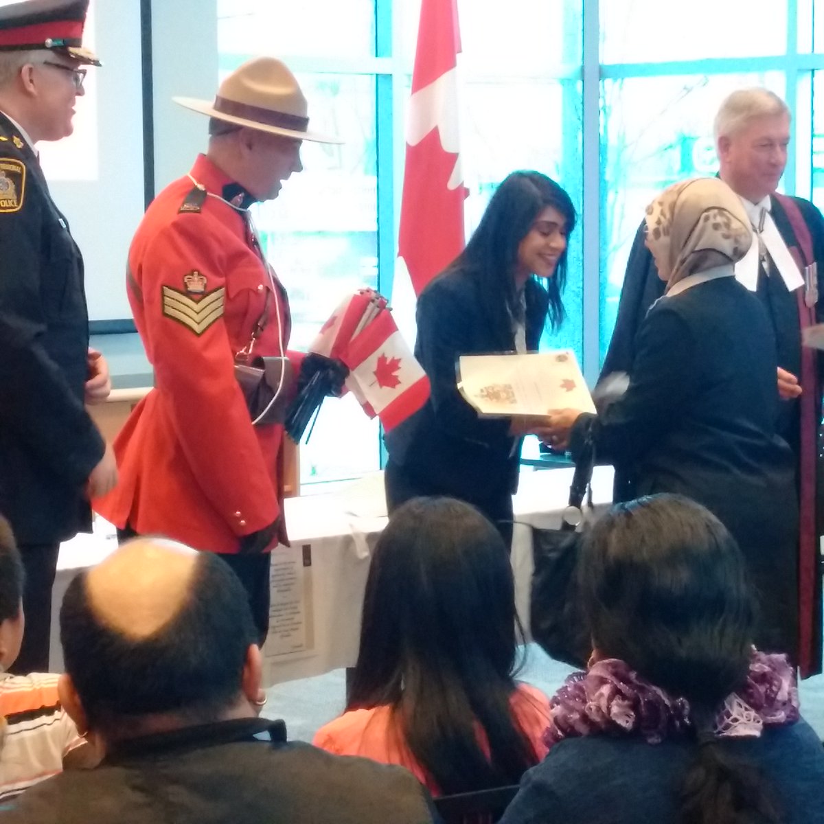 MikeHaffner77's tweet photo. Welcoming New Canadians at a ceremony @WRPSToday alongside @BardishKW @MinofSBT  @Chief_BLarkin https://t.co/t8LLT90uOj