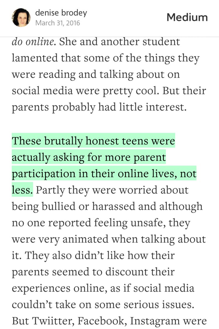 “These brutally honest teens were actually asking for more parent participation in their online lives, not less.…” from “Blown Whistle: The Parenting Story No One Saw Coming” by denise brodey.