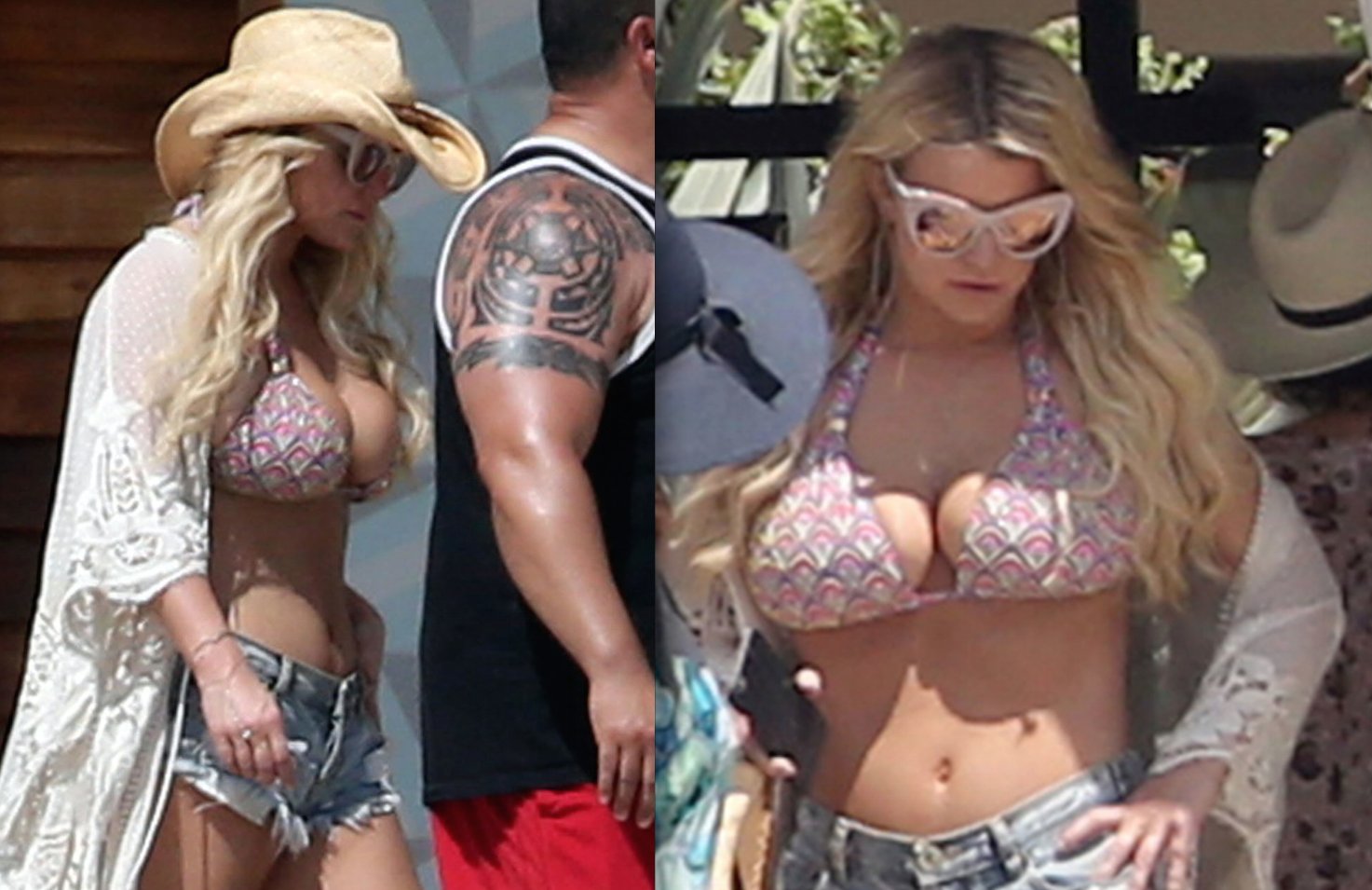 “Jessica Simpson POURING out of her bikini in Mexico 👀 Full gallery here: ...