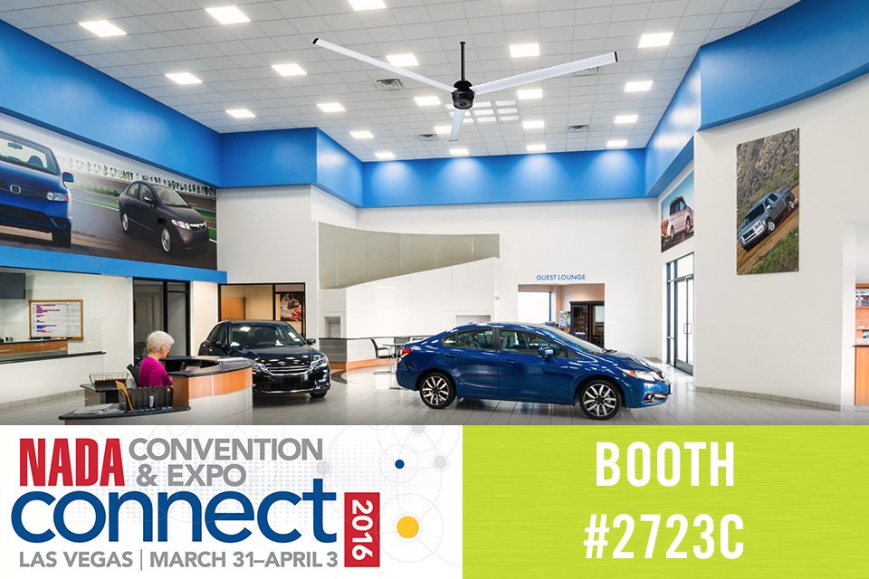energylogicllc's tweet photo. See the industry's biggest/baddest/most efficient #HVLS fan hanging in the #EnergyLogic booth, #2723C at #NADA2016 https://t.co/ZWmeKRUuz7