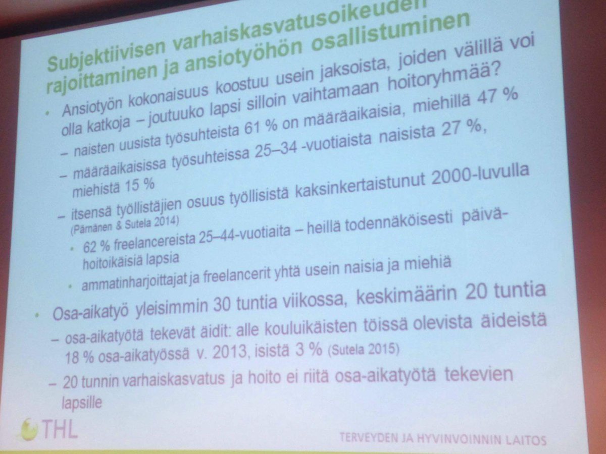 Vain2katta's tweet photo. Minna Salmi, THL: subjektiivisen varhaiskasvatusoikeuden rajaus vaikuttaa työelämään - ja sitä kautta lapseen https://t.co/2NHNRWJEbE
