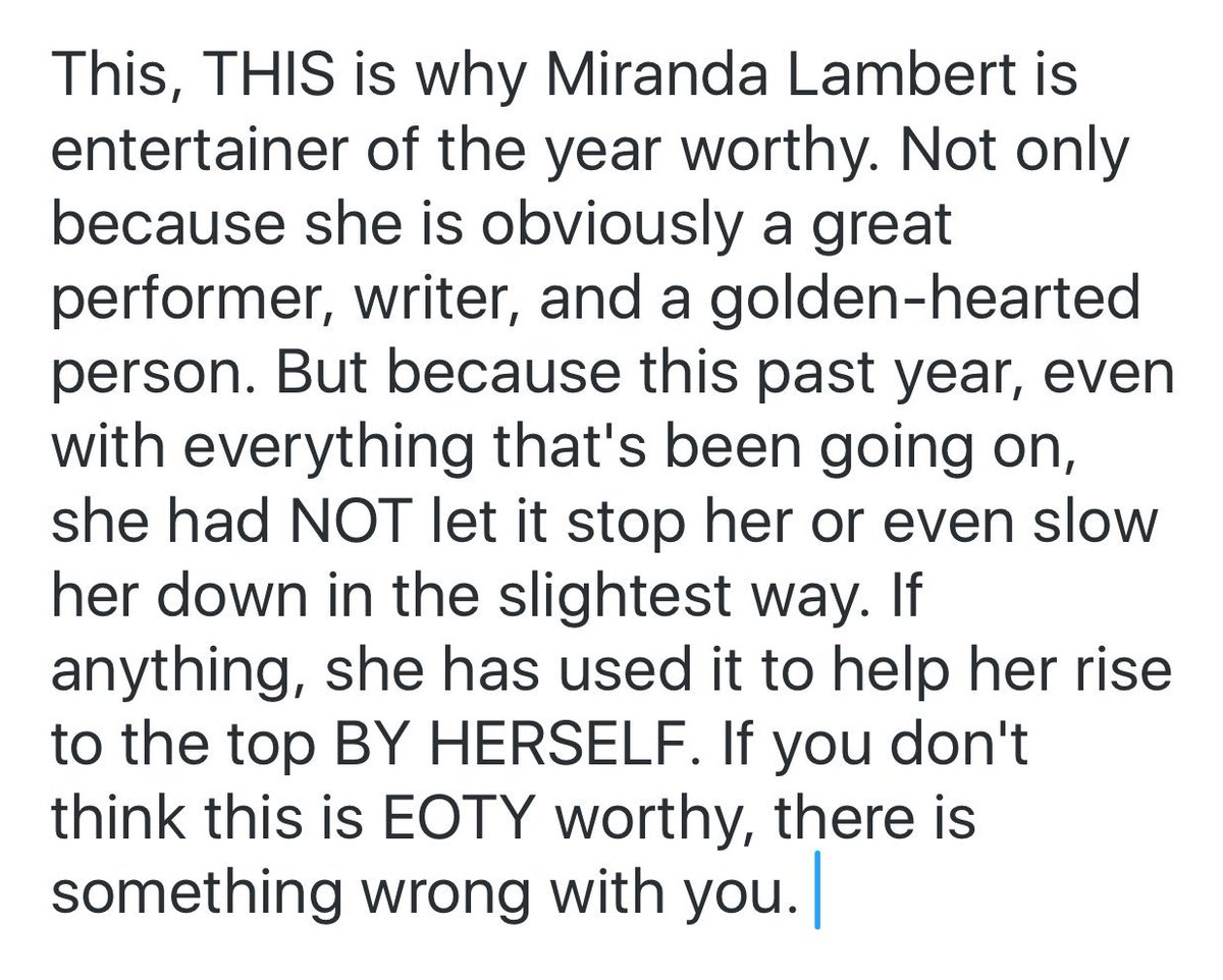 MirandasRanFans's tweet image. This is why Miranda Lambert is one-hundred percent EOTY worthy. 👑