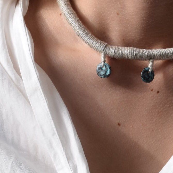 mujostore's tweet photo. #mujo #handcoiled #linen #necklace with #handformed #greekpottery droplets
#fortheloveoflinen #pottery #slowfashion… https://t.co/1ojFGiMwqb
