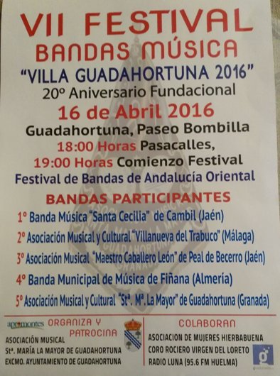 BMGMariaMayor's tweet photo. Cartel VII Certamen de Bandas "Villa de Guadahortuna" 2016. Esperamos que sea de vuestro agrado. #BMG #StaMariaMayor https://t.co/bLDimDApyw