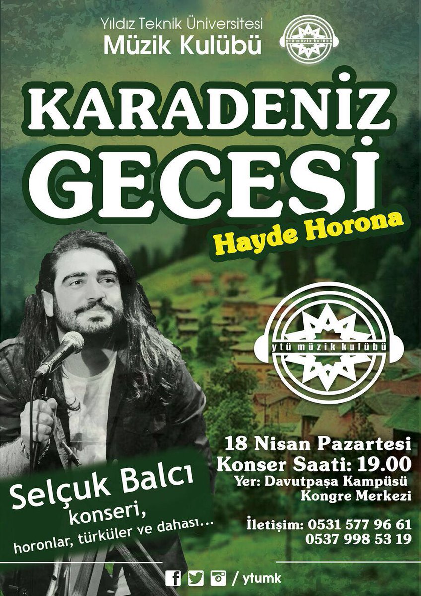 Ve işte beklenen "Karadeniz Gecesi" geldi! 18 Nisan'da hep beraber horon tepmeye hazır mısınız? <a href="/ytukaradeniz/">YTÜ Karadeniz Gecesi</a>