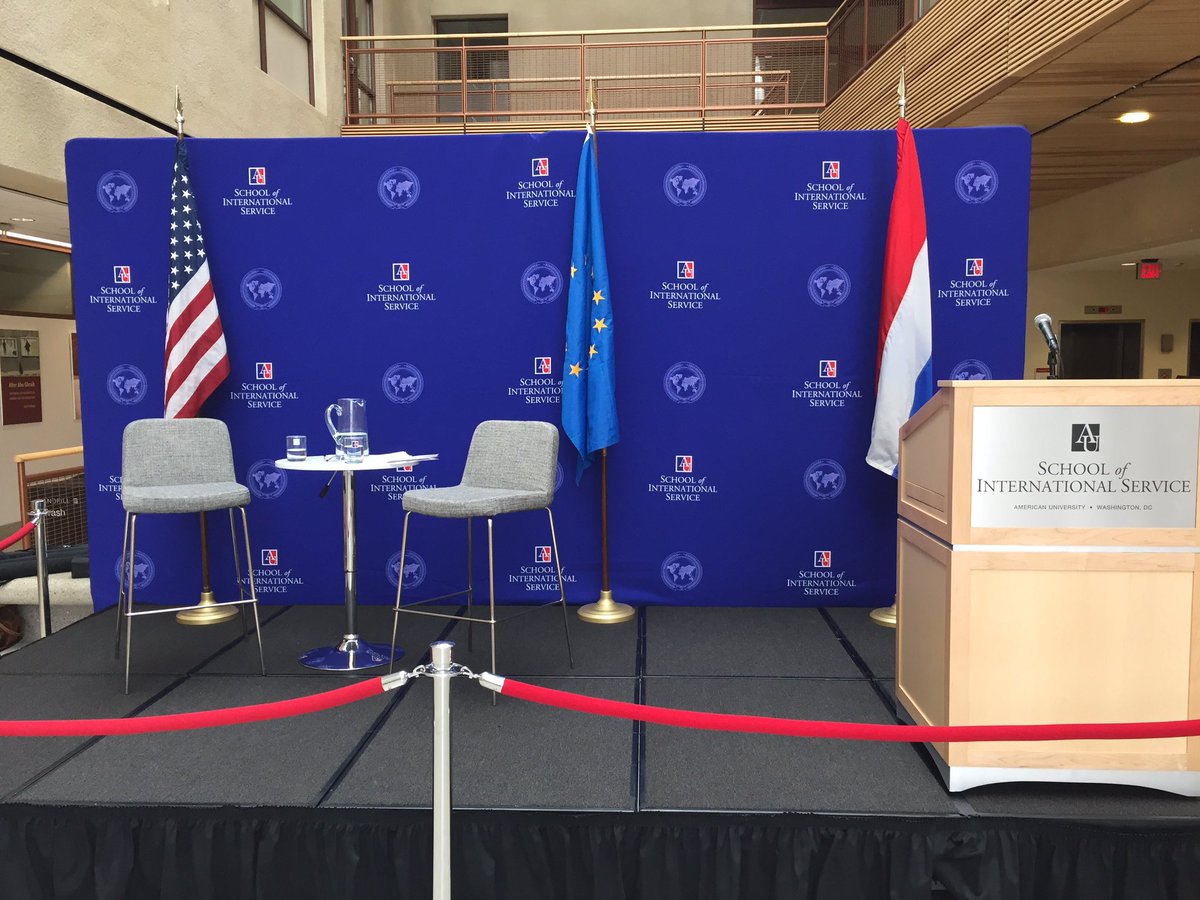 Thank you to <a href="/AmericanU/">American University</a> &amp; <a href="/AU_SIS/">AU School of International Service</a> for hosting a great Townhall Meeting with <a href="/MinPres/">Dick Schoof</a> Rutte this afternoon. #SISEvent