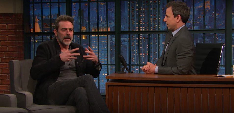 WATCH Jeffrey Dean Morgan talk about his mother's reaction to Negan on <a href="/LateNightSeth/">Late Night with Seth Meyers</a>: bit.ly/JDMSeth
