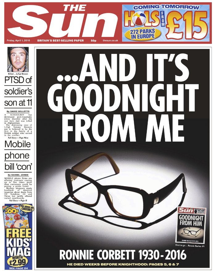SkyNews's tweet photo. THE SUN FRONT PAGE: "...and it's goodnight from me" #skypapers https://t.co/KERhkCg4RA
