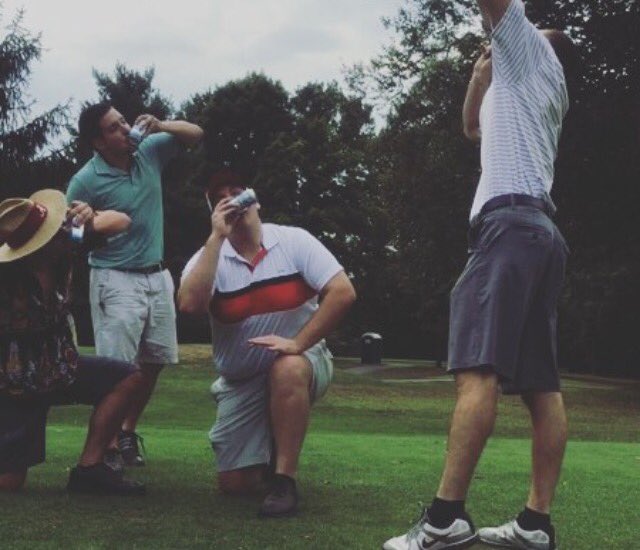 bowensb8's tweet photo. @Pete_theheat @riles493 @C0NVVAY1856 @JakeO_55 @totalgolfmove shotgun b4 teeing off #totalgolfmove #totalfratmove https://t.co/tQQqE8IaHL