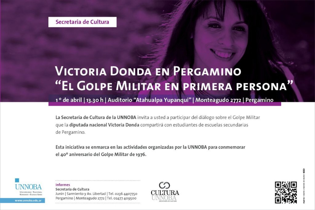 GonzaFBianco's tweet photo. @vikidonda en Pergamino Mañana a las 13:30hs en la UNNOBA, "El golpe militar en primera persona" Cc @MuniPergamino https://t.co/HeKuyUEmKE