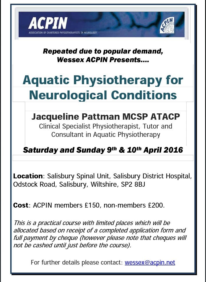 ACPIN_NI's tweet photo. #aquaticphysio for #neuro conditions course from @ACPIN_UK colleagues @ACPIN_Wessex if any1 fancies the swim over! https://t.co/44aieWlZV8