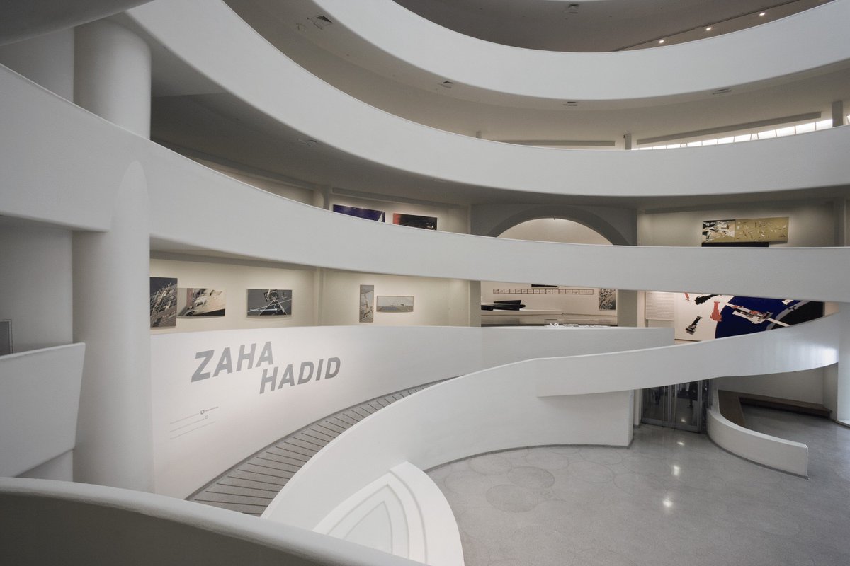 Guggenheim's tweet photo. We honor architect #ZahaHadid who passed away today. The Guggenheim presented a retrospective of her work in 2006. https://t.co/PDpkj4vJaA