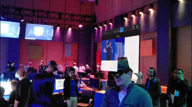 rex_hansen's tweet photo. "@dotMorten: Watching the #Build2016 keynote live inside the @HoloLens https://t.co/P41in9beJk" @walrusmcd