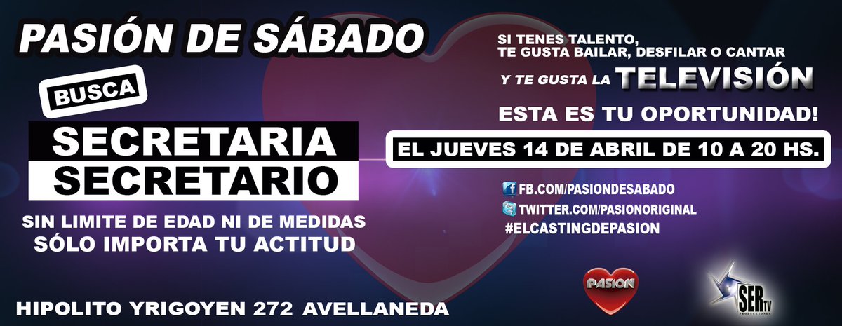 PasionOriginal's tweet photo. Buscamos a el/la secretario/a de @PasionOriginal sin limite de edad, jueves 14/4 de 10 a 20 hs. Te esperamos! https://t.co/g203cv5vh7