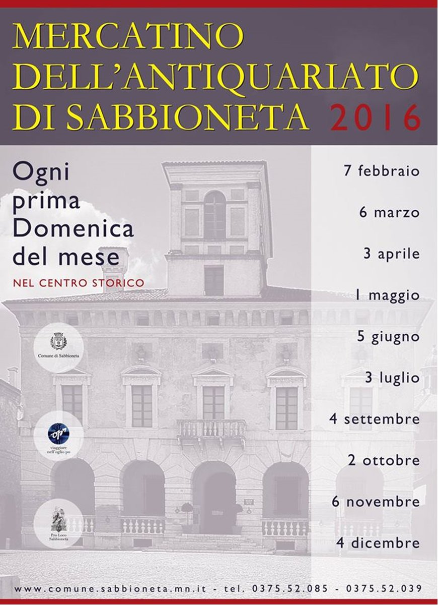 #Sabbioneta dom 3 aprile
ritorna il #mercatino Passate a trovarci
lunaresidencehotel.it 0375201421
#antiquariato