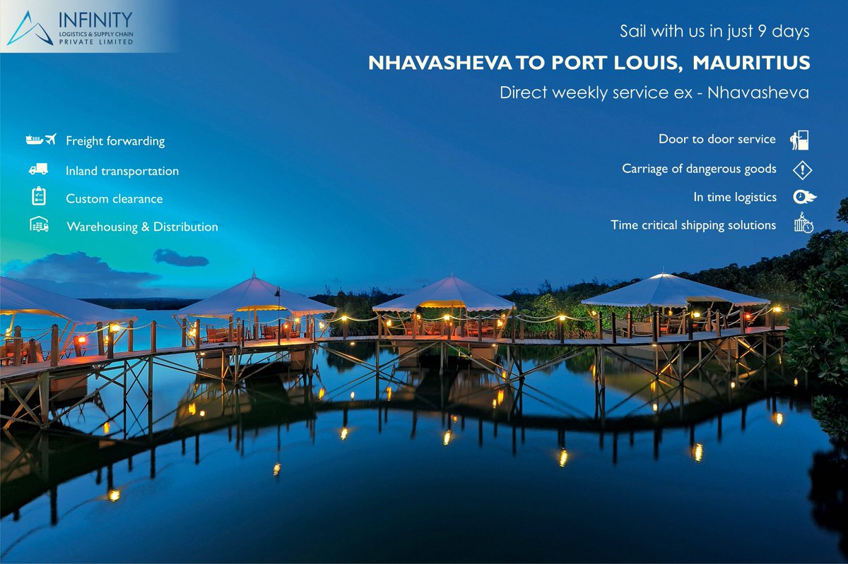 InfinityLogisti's tweet image. Sail with us in 9 days from Nhava Sheva to Port Louis, Mauritius