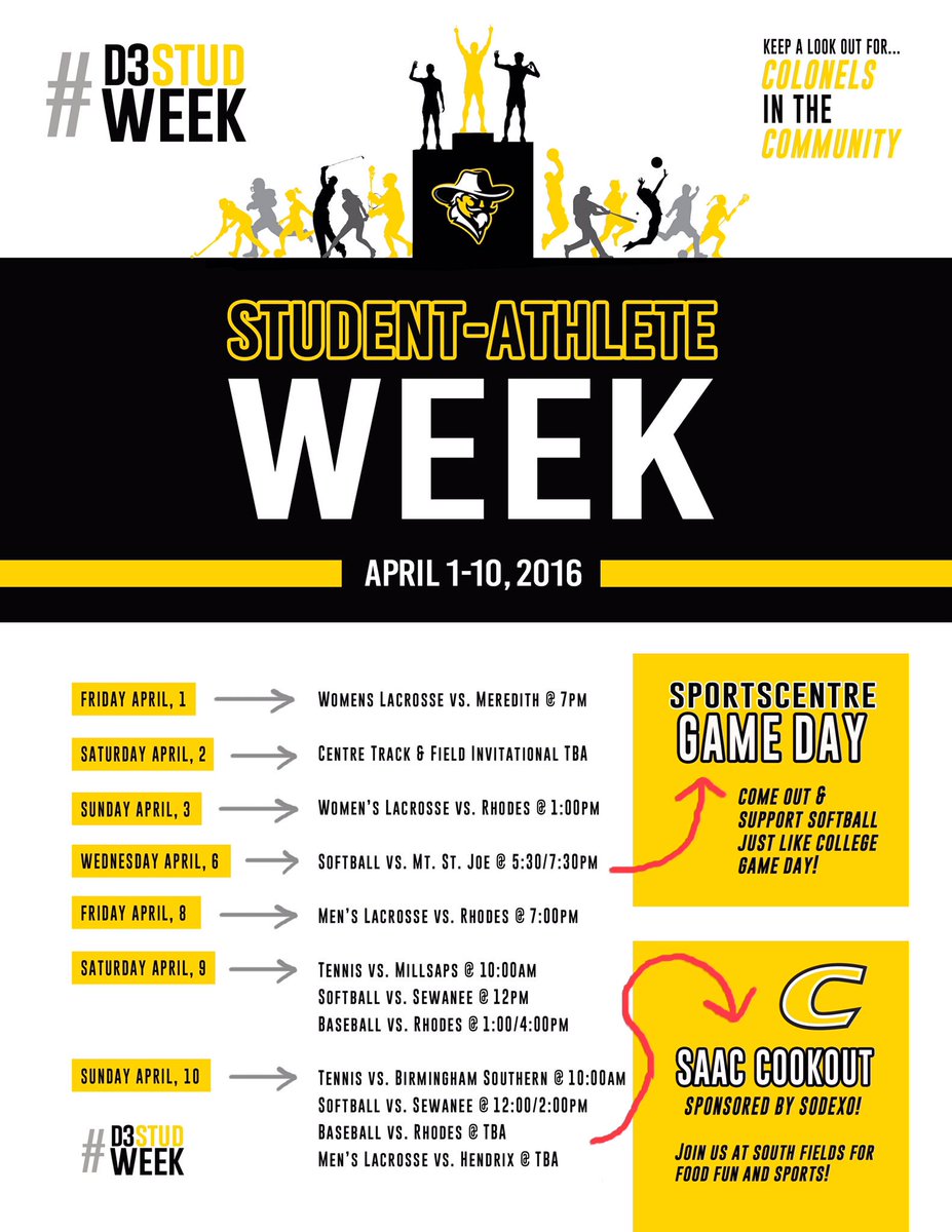 CentreCSoftball's tweet photo. National Student Athlete Week kicks off tomorrow with @CentreWomensLax Go support the Colonels! #D3studweek https://t.co/VPN9rpmMoN