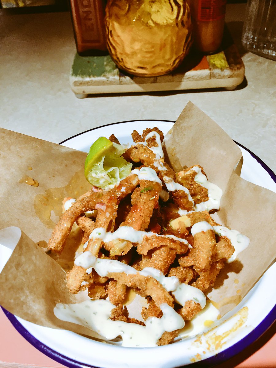 Hugopegcalf's tweet photo. Funky hot lunch @Turtlebayuk #Newcastle spicy squid &amp; goat curry (I Kid you not)Carribe-yum! #nom #thursdaylunchclub https://t.co/FrvFLbiClg