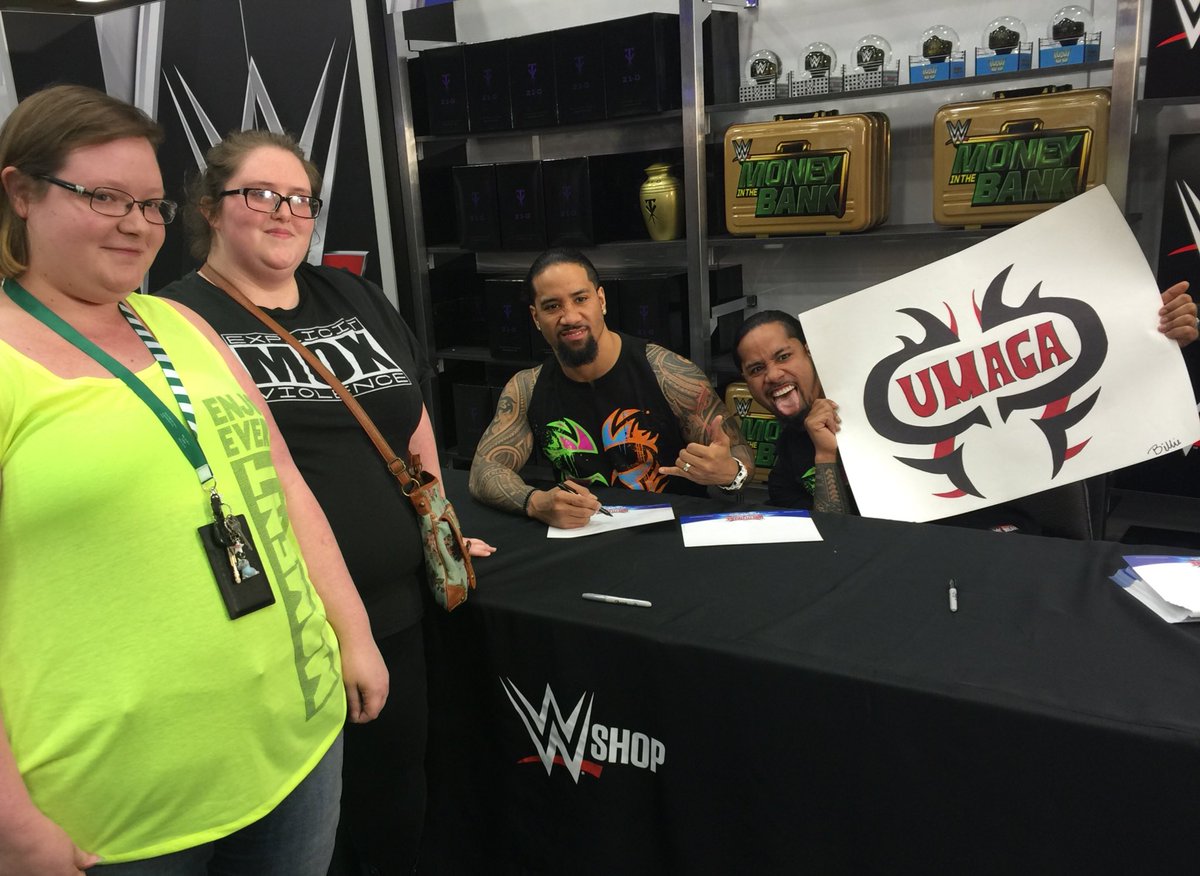 WrestleMania's tweet photo. The @WWEUsos are greeting fans and signing autographs at the #WrestleMania Superstore right now! https://t.co/LWSIdd7eHM