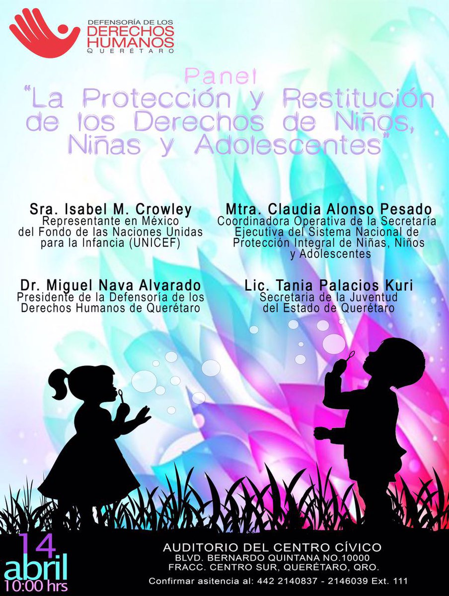 DDHQRO's tweet photo. Te invitamos al Panel "La Protección y Restitución de los Derechos de Niños, Niñas y Adolescentes" el 14 de abril https://t.co/ygwzSlCgzJ