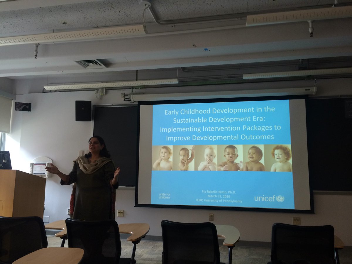 #IEDPLectures with @PiaBritto ECD in sustainable development era. <a href="/UNICEF/">UNICEF</a> <a href="/IEDP_PennGSE/">Intl Ed Dev @PennGSE</a>
