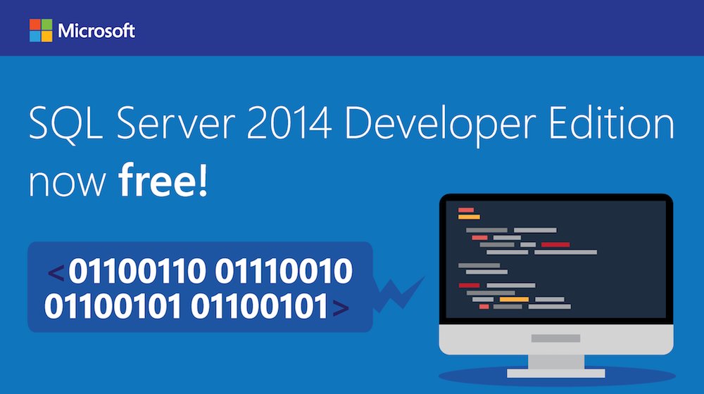 SQLServer's tweet image. #SQLServer 2014 Developer Edition is now free! Download through #VSDevEssentials:msft.it/6011Bi3ZL