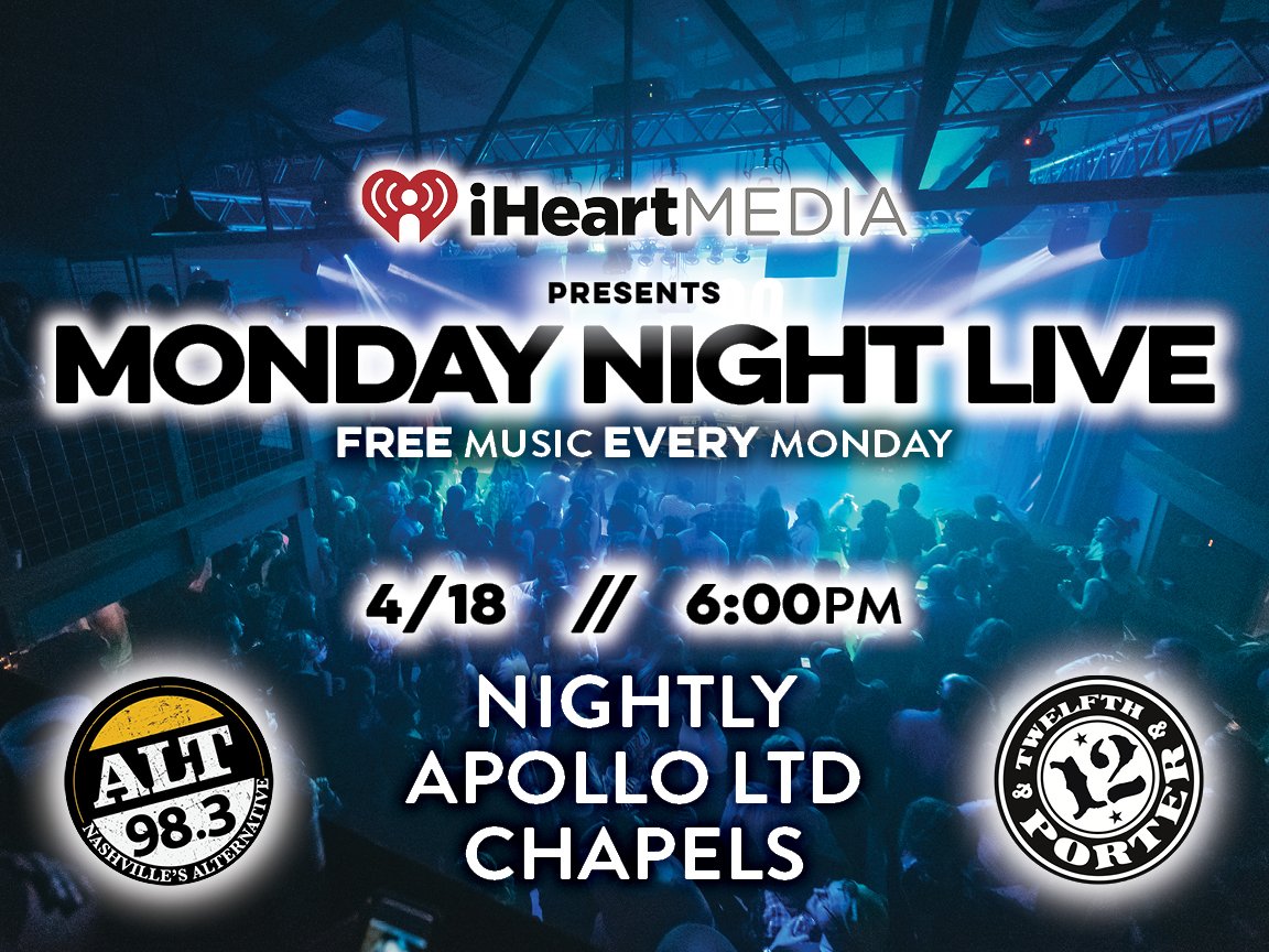 WeAreApolloLTD's tweet photo. #Nashville! We're at @12th_and_Porter on 4/18 - Cheers to @ALT983 for presenting! https://t.co/4zDtlgwmfG
