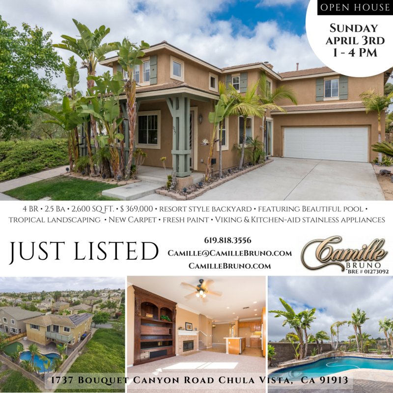 CamilleBrunoCA's tweet photo. JUST LISTED!! #openhouse #Sunday #OtayRanch 619•818•3556 Camille Bruno #home#realestate #realtor#bhgre #chulavista https://t.co/7NVFvIMdPw