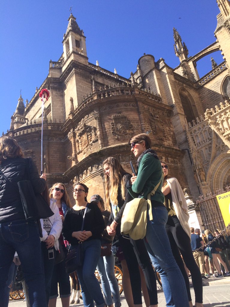 MFHSSpain2016's tweet photo. Strolled through Sevilla's old Barrio Santa Cruz, then to the largest cathedral in the world! #spain2k16 https://t.co/QeIHGkjr8G