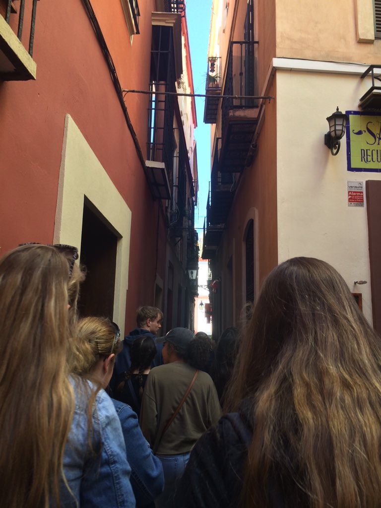 MFHSSpain2016's tweet photo. Strolled through Sevilla's old Barrio Santa Cruz, then to the largest cathedral in the world! #spain2k16 https://t.co/QeIHGkjr8G