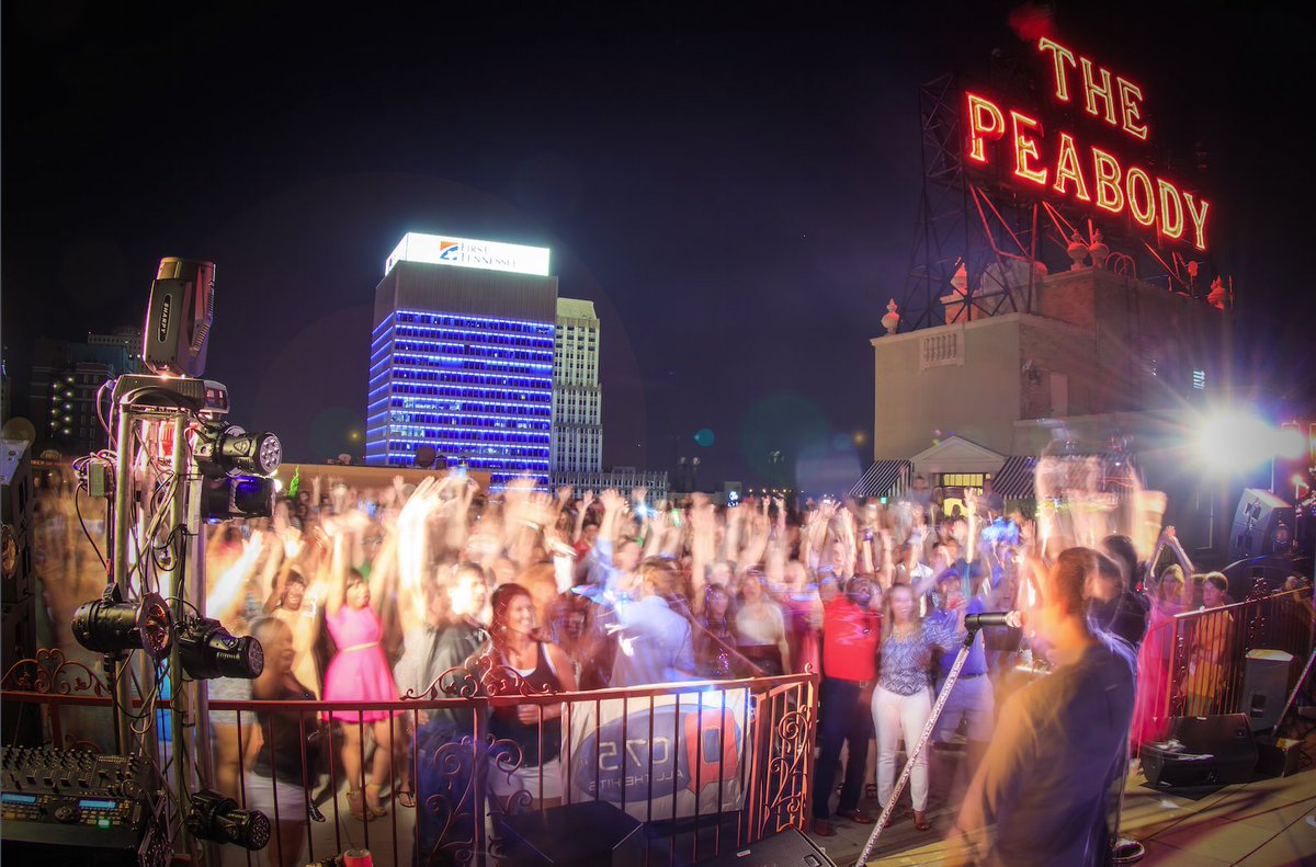 PeabodyMemphis's tweet photo. Rooftop Parties return in TWO WEEKS. 4.14.16 @Molly_Ringwalds and @thedavidcook #pbodyroof https://t.co/Cns7KC5RGA