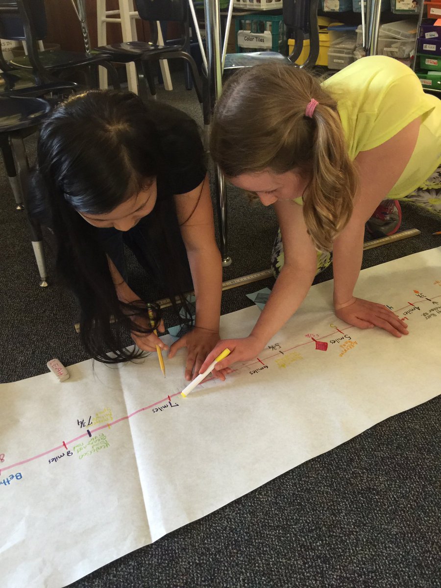 DWEObney's tweet photo. S's plot exits and emergency pull offs on highway 315, then generate own questions. #MTBoS #numberline #fractions https://t.co/546OzkPWgg