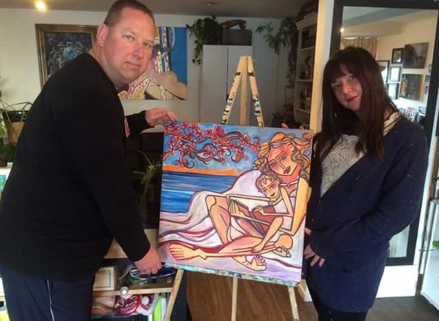Another happy collector of two original Tennille oil paintings. Congrats! #happycollector #oiloncanvas #tennilleism