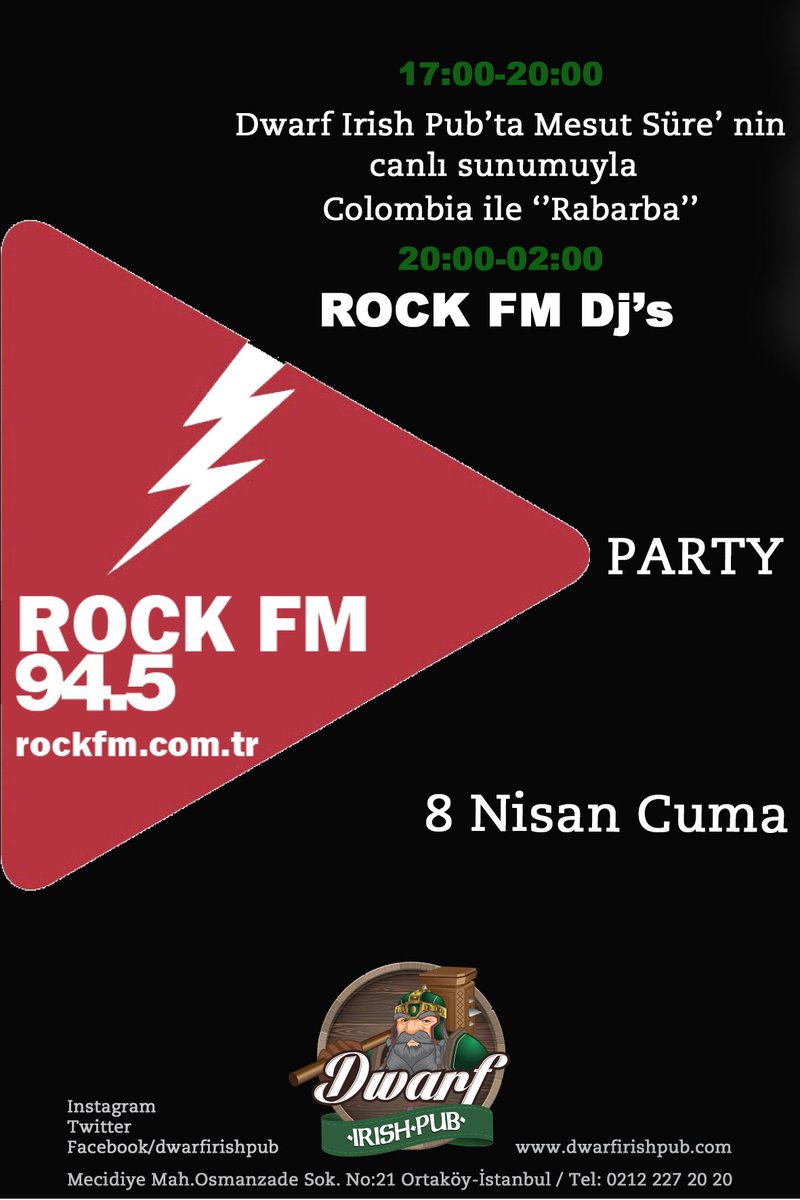 dwarf_irishpub's tweet photo. 8 Nisan Cuma Rock FM Party @ Dwarf Irish Pub
@ROCKFMTURKEY @rapor2 @dwarf_irishpub @_SoundOfRock_ @mesut_sure https://t.co/nLr6Xu8MHf
