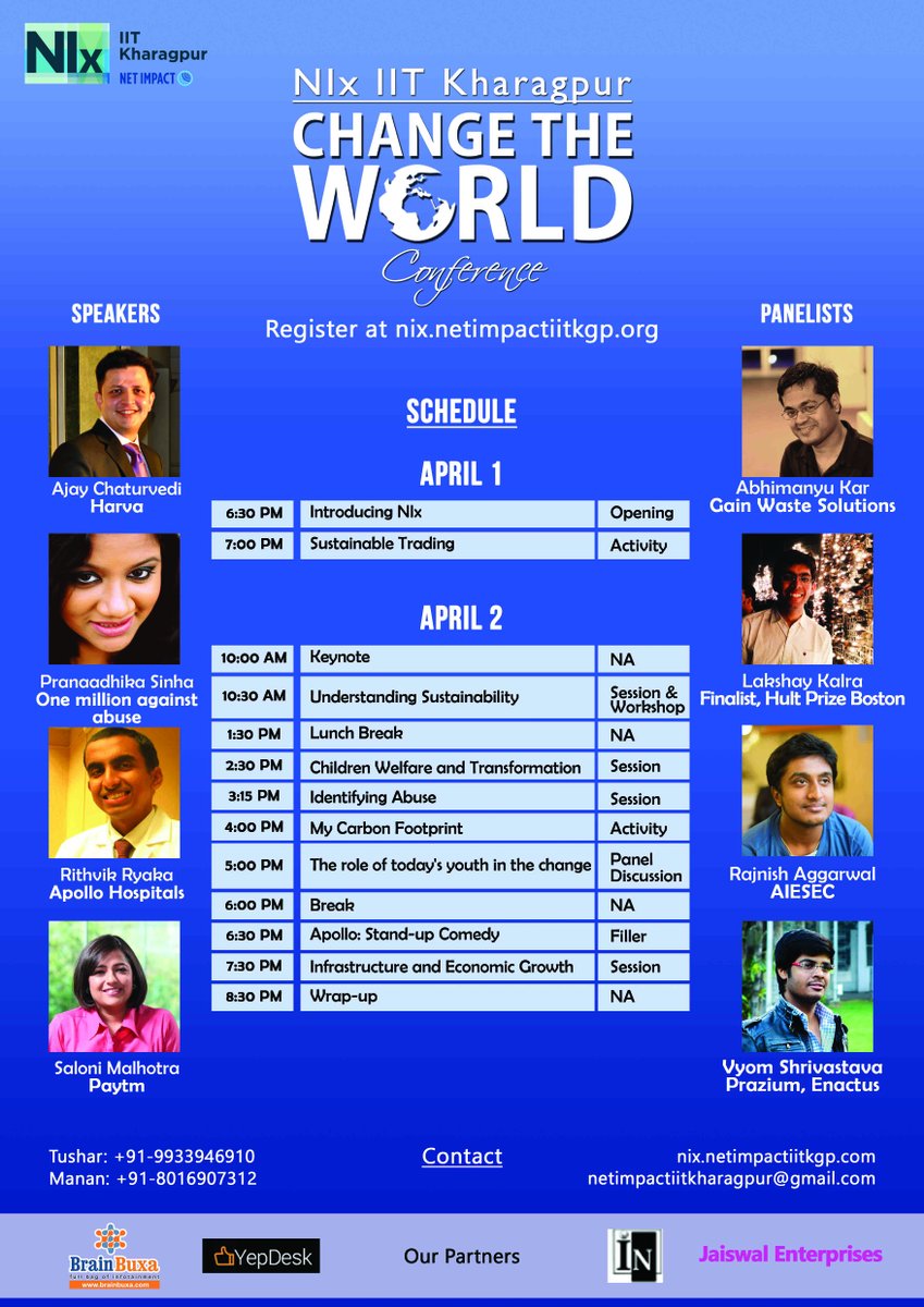 NetImpactIITKGP's tweet photo. Get your free pass of NIx IIT Kharagpur conference here: https://t.co/RLYhXE9iim https://t.co/ie0AISXVic